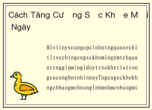 Cách Tăng Cường Sức Khỏe Mỗi Ngày