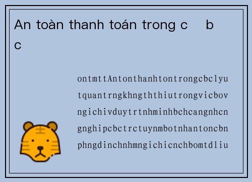 An toàn thanh toán trong cờ bạc