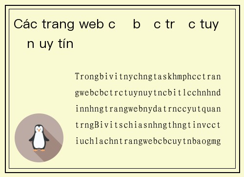 Các trang web cờ bạc trực tuyến uy tín