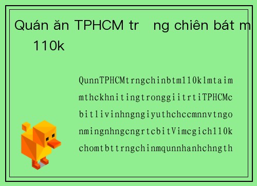 Quán ăn TPHCM trứng chiên bát mẻ 110k